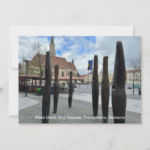 Piata Unirii, Cluj-Napoca, Romania, on a Holiday Card