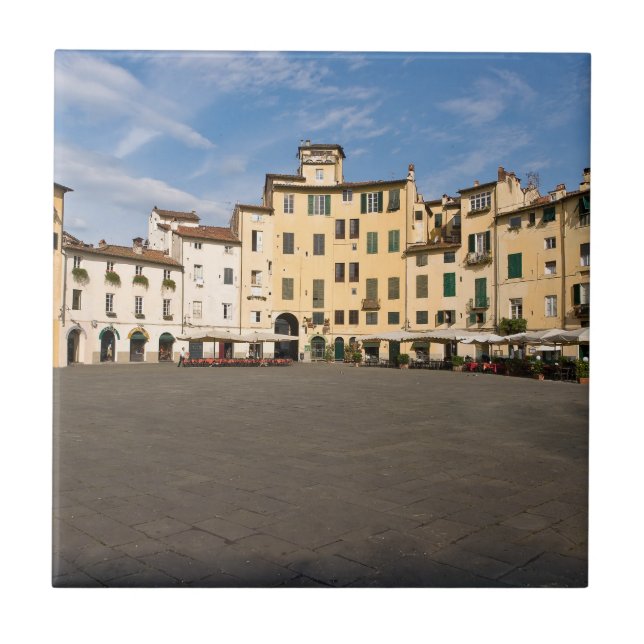 Piazza Anfiteatro square in Lucca - Tuscany, Italy Ceramic Tile (Front)