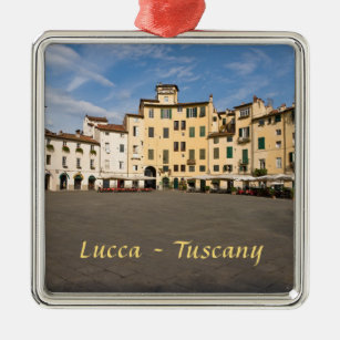 Piazza Anfiteatro square in Lucca - Tuscany, Italy Metal Ornament