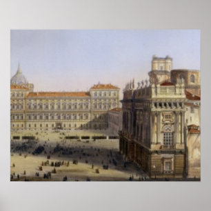 Piazza Castello, Turin, engraved by F. Citterio (c Poster
