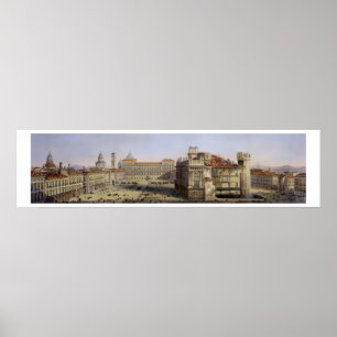 Piazza Castello, Turin, engraved by F. Citterio (c Poster