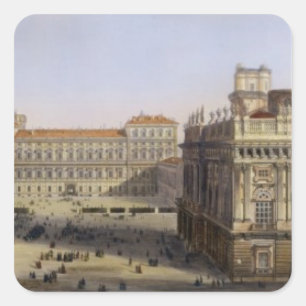 Piazza Castello, Turin, engraved by F. Citterio (c Square Sticker