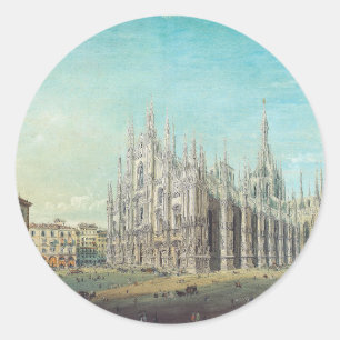 Piazza del Duomo in Milan by Carlo Bossoli   Classic Round Sticker