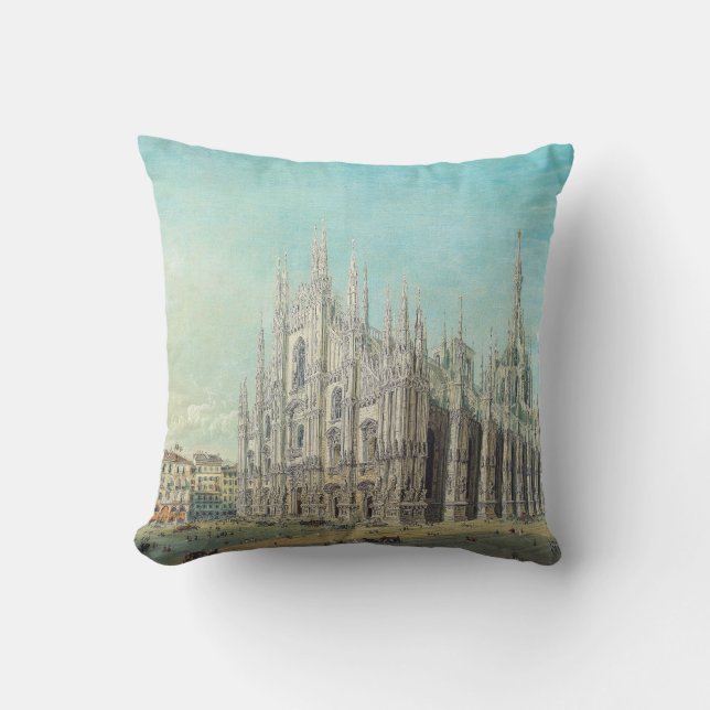 Piazza del Duomo in Milan by Carlo Bossoli   Cushion (Front)