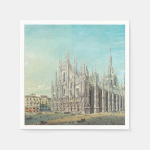 Piazza del Duomo in Milan by Carlo Bossoli Napkin