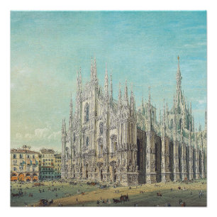 Piazza del Duomo in Milan by Carlo Bossoli Poster