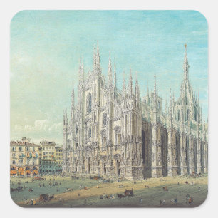 Piazza del Duomo in Milan by Carlo Bossoli   Square Sticker
