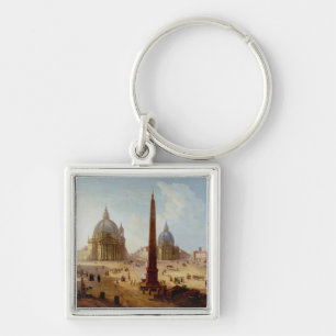 Piazza del Popolo, Rome (oil on canvas) Key Ring