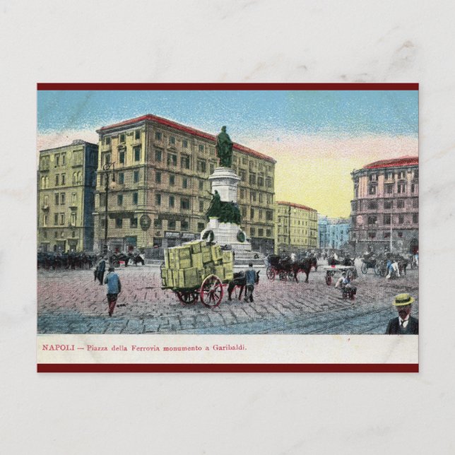 Piazza della Ferrovia, Naples, Italy Postcard (Front)