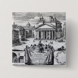 Piazza della Rotonda with a view of Pantheon 15 Cm Square Badge