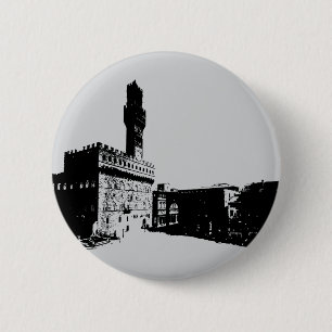 Piazza della Signoria in Florence, Central Italy 6 Cm Round Badge