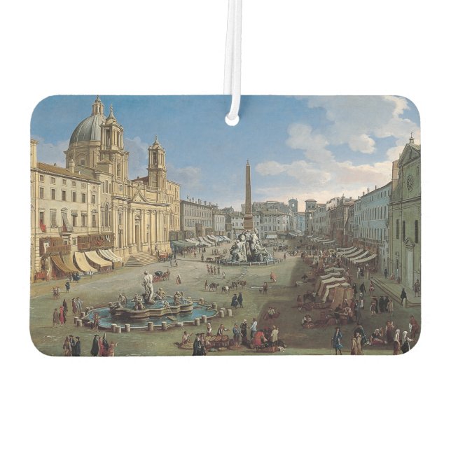 Piazza Navona, Rome art air freshner Car Air Freshener (Back)