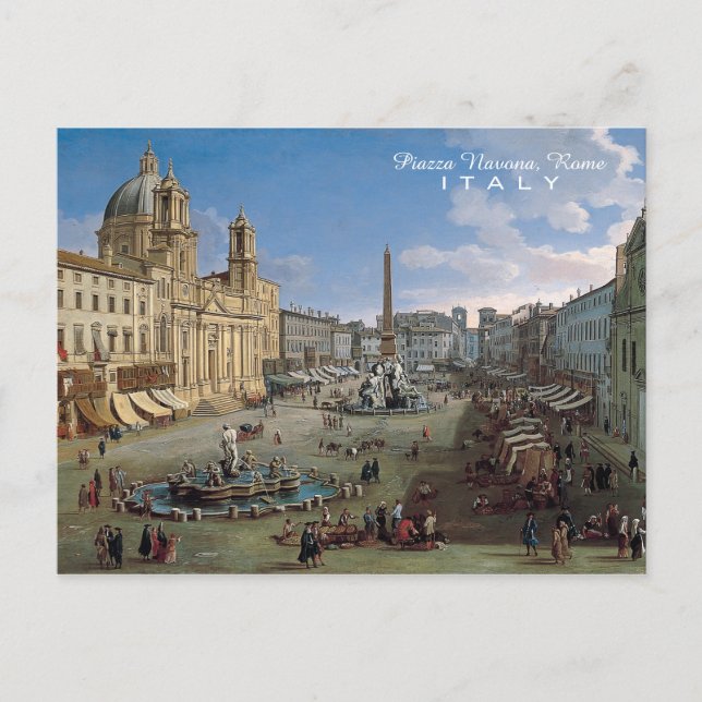 Piazza Navona, Rome art custom postcard (Front)