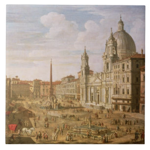 Piazza Navona, Rome, looking South towards Palazzo Ceramic Tile