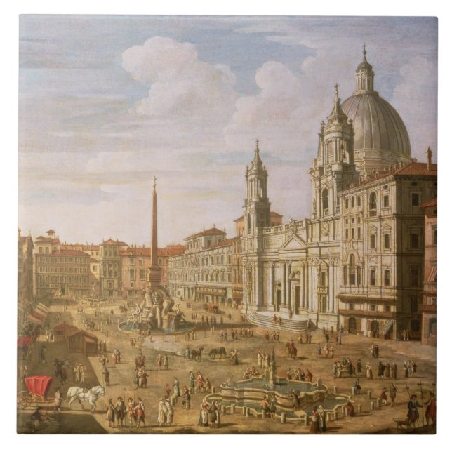 Piazza Navona, Rome, looking South towards Palazzo Ceramic Tile (Front)