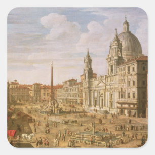 Piazza Navona, Rome, looking South towards Palazzo Square Sticker