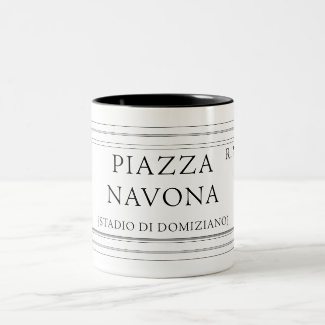 Piazza Navona, Rome Street Sign Two-Tone Coffee Mug (Center)