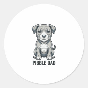 Pibble Dad Vintage Engraving Dog Shirt Design_1 Classic Round Sticker