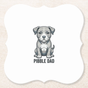 Pibble Dad Vintage Engraving Dog Shirt Design_1 Paper Coaster