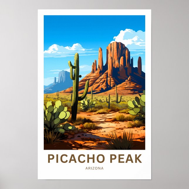 Picacho Peak Arizona Travel Print (Front)