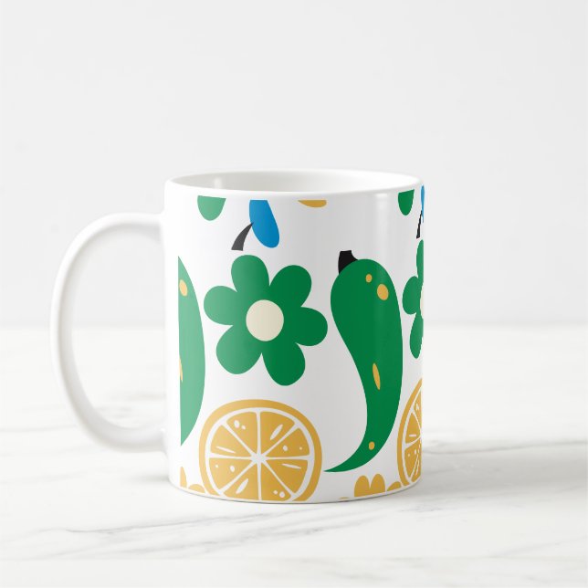 Picante Fiesta Chilli Colourful Pattern Coffee Mug (Left)