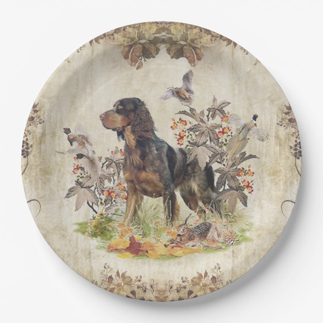 Picardy Spaniel , Bird hunting   Paper Plate (Front)