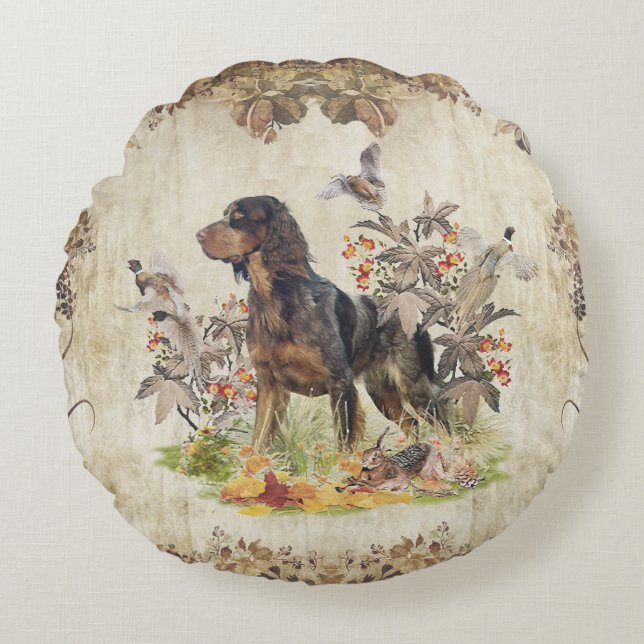 Picardy Spaniel , Bird hunting    Round Cushion (Front)