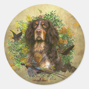 Picardy Spaniel , Hunting season Classic Round Sticker