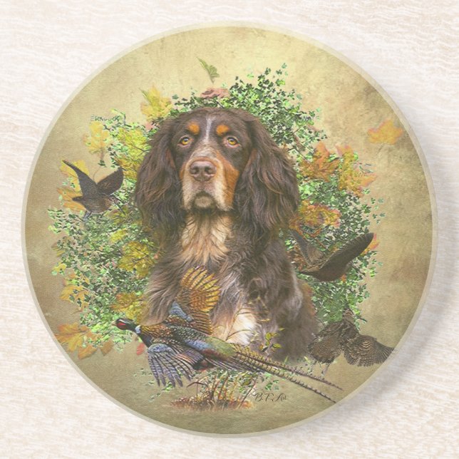Picardy Spaniel , Hunting season    Coaster (Front)