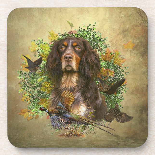Picardy Spaniel , Hunting season   Coaster (Front)