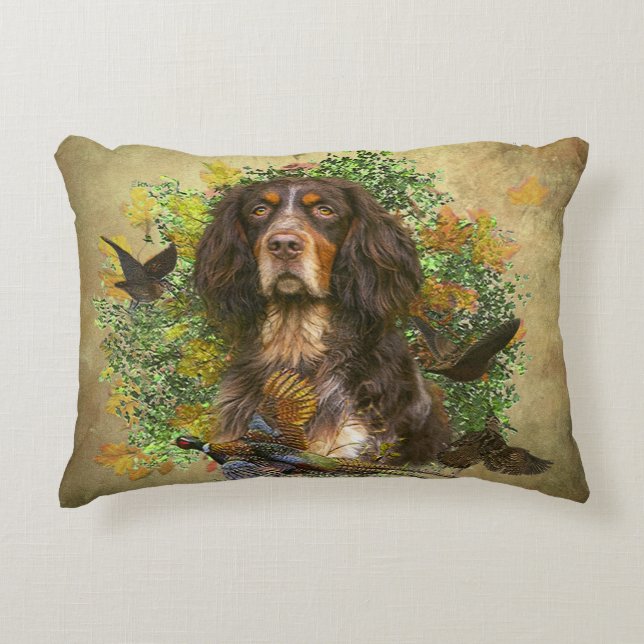 Picardy Spaniel , Hunting season  Decorative Cushion (Front)
