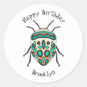 Picasso bug cartoon illustration classic round sticker