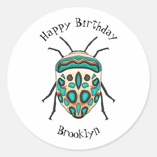 Picasso bug cartoon illustration classic round sticker (Front)