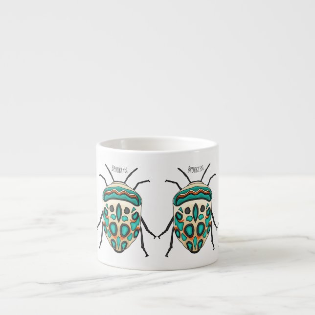 Picasso bug cartoon illustration espresso cup (Front)