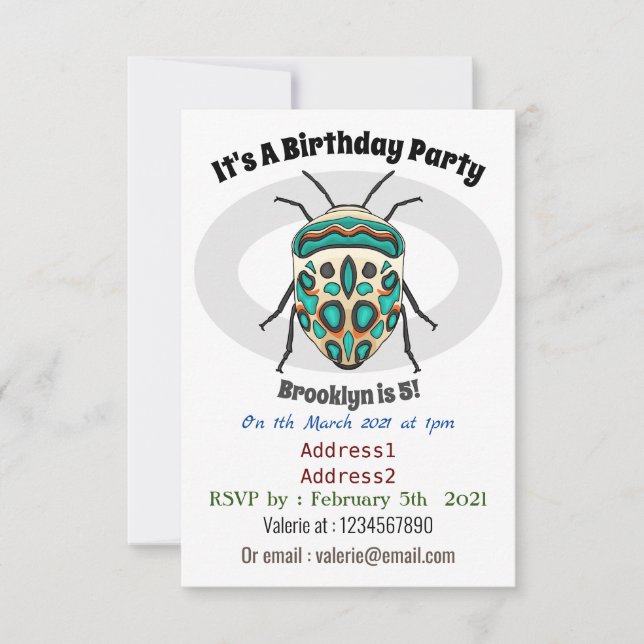 Picasso bug cartoon illustration  invitation (Front)