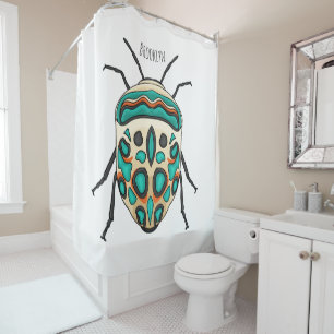 Picasso bug cartoon illustration shower curtain