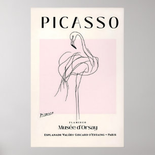 Picasso Flamingo Art Print Mid-Century Modern Bird
