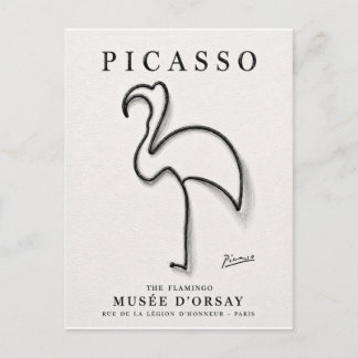 Picasso Flamingo Print | Minimalist Flamingo Art Holiday Postcard