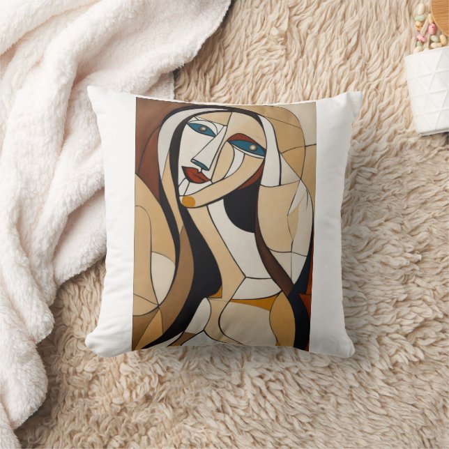 "Picasso-inspired Femme Pillow" Cushion (Blanket)