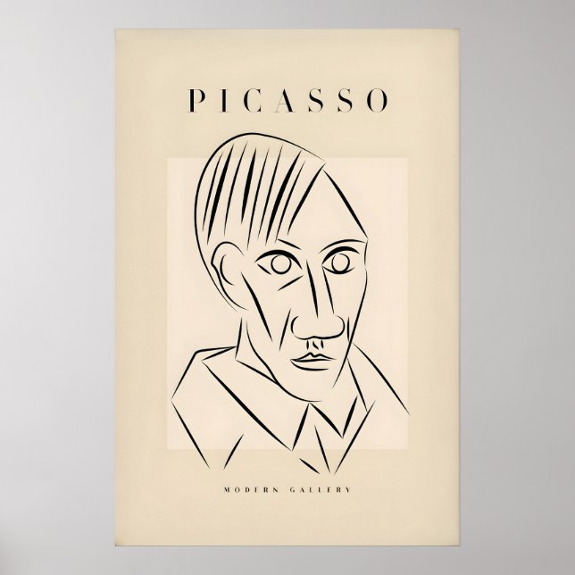 Picasso Man Portrait Sharp Lines Abstract Face Poster (Front)