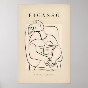 Picasso Reclining Woman Necklace Line Art Figure Poster
