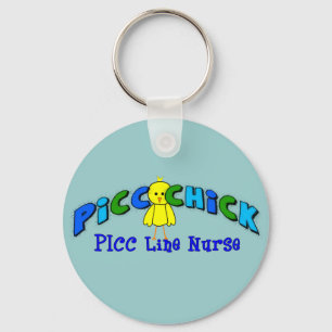 PICC Chick  "PICC LINE NURSE" BLUE Artsy Design Key Ring