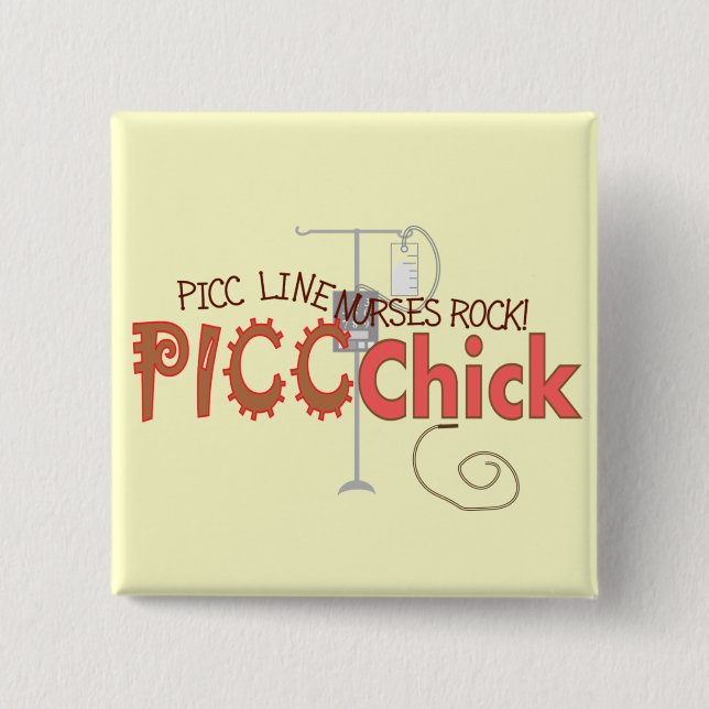 PICC CHICK With IV PUMP Design 15 Cm Square Badge (Front)