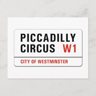 Piccadilly Circus, London Street Sign Postcard