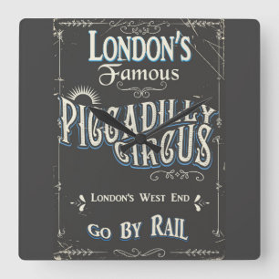 Piccadilly Circus London vintage poster Square Wall Clock