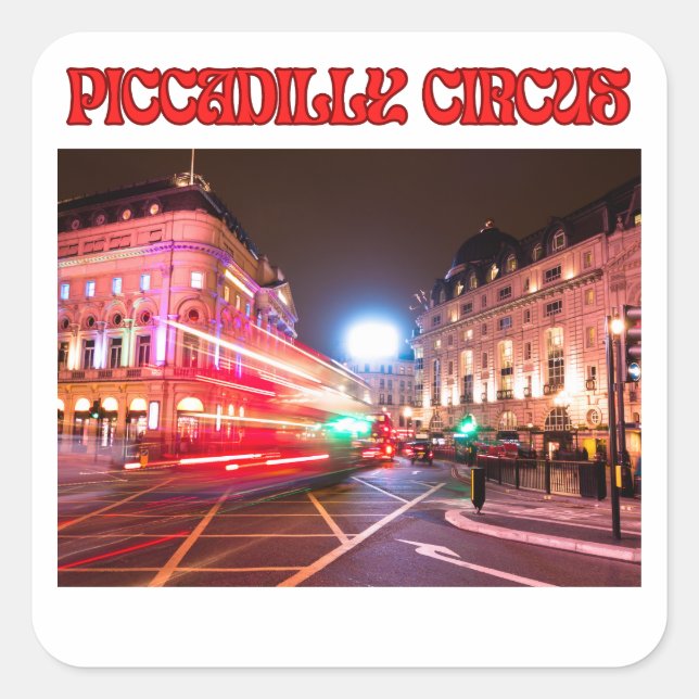 Piccadilly Circus Square Sticker White Background (Front)
