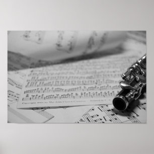 Piccolo and sheet music poster