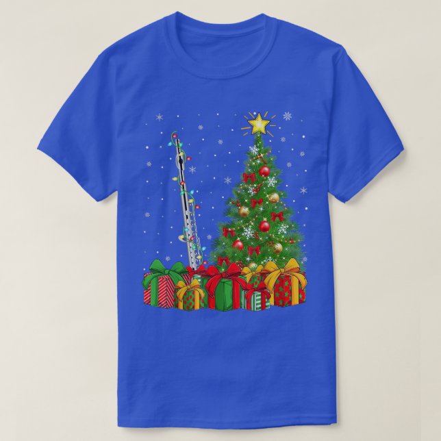 Piccolo Music Lighting Xmas Tree Santa Hat Piccolo T-Shirt (Design Front)