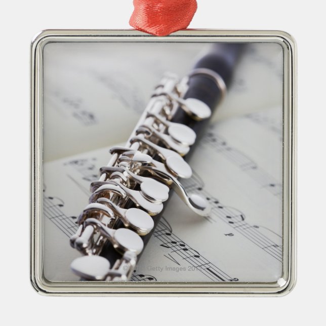 Piccolo on a Score Metal Ornament (Front)