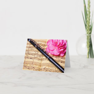 Piccolo on sheet music custom note card
